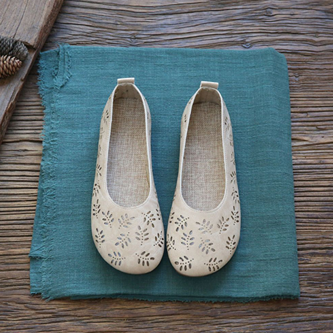 Leaves Hollow Out Flats Slip On Shoes Newgew Shoes