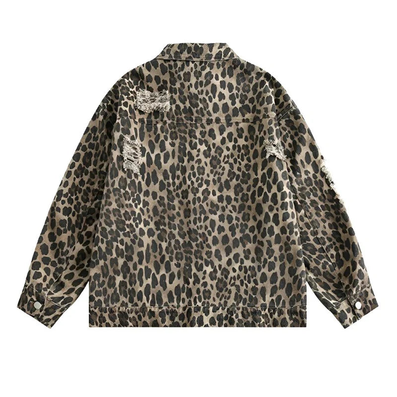 Leopard Print Distressed Western Jacket Newgew