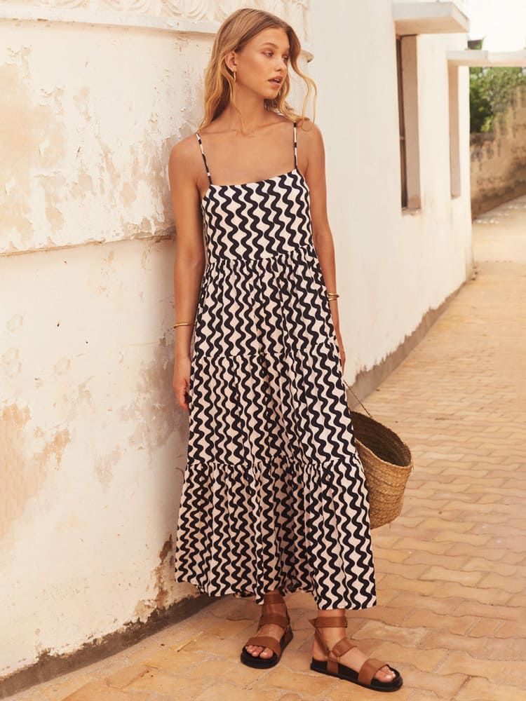Strappy Square Neck Split Maxi Dress Newgew Dresses