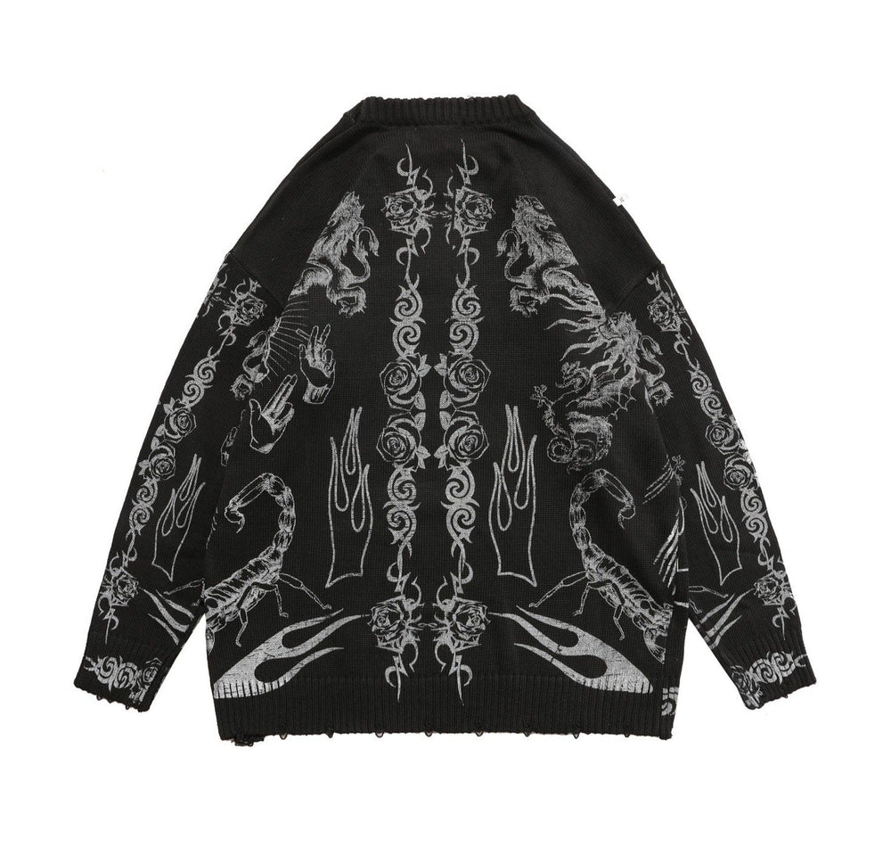 MADE EXTREME Tattoo Print Oversized Sweater Newgew