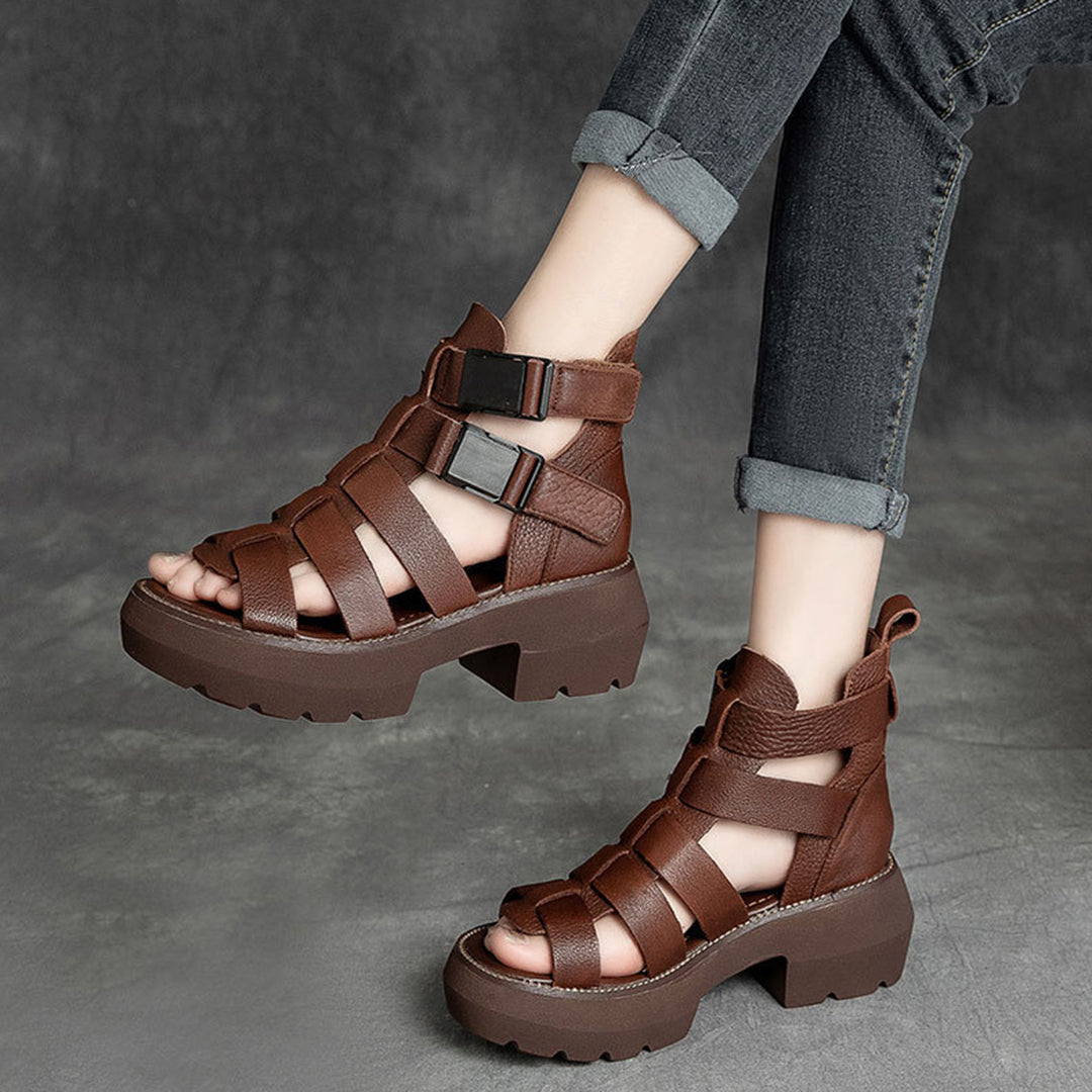 Mid Heel Velcro Rome Sandals Newgew Shoes