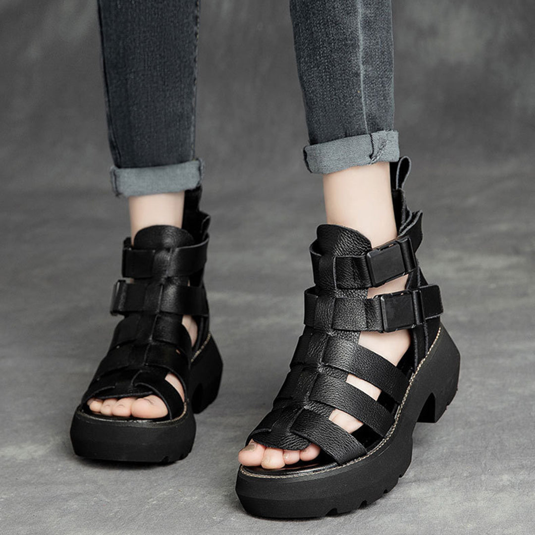 Mid Heel Velcro Rome Sandals Newgew Shoes