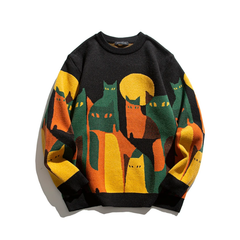 Moonlit Cat Crew Sweater Newgew