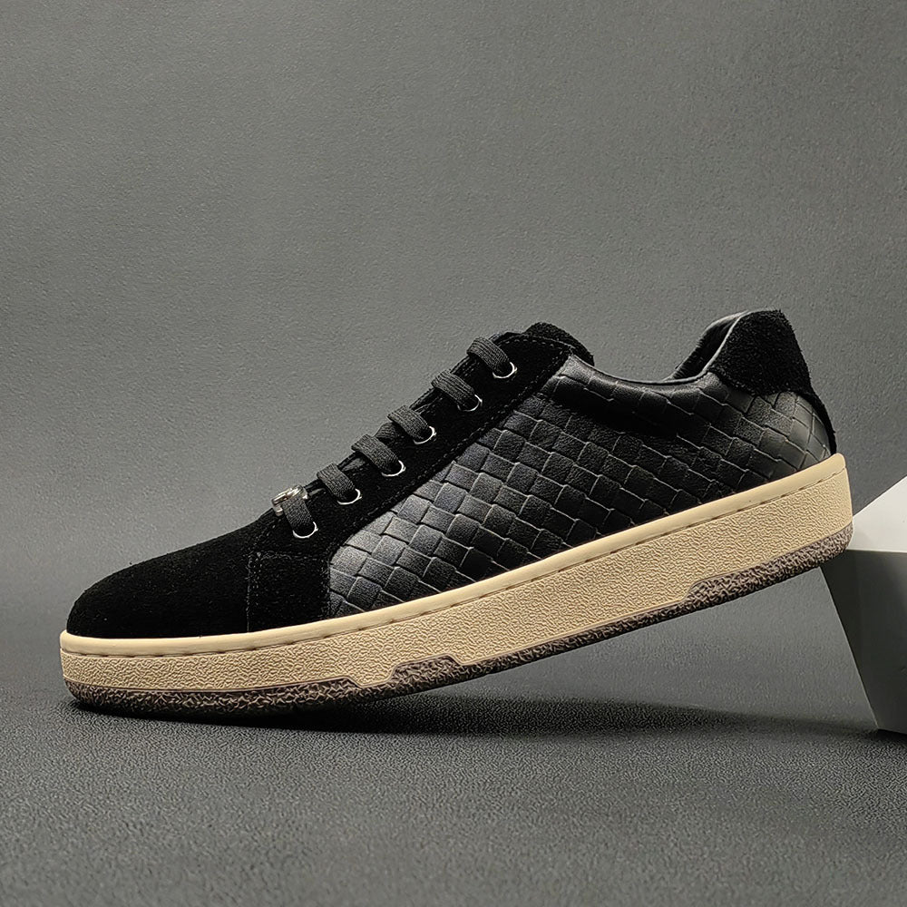 Men Fashion Minimalist Patchwork Leather Flat Casual Shoes Newgew Shoes