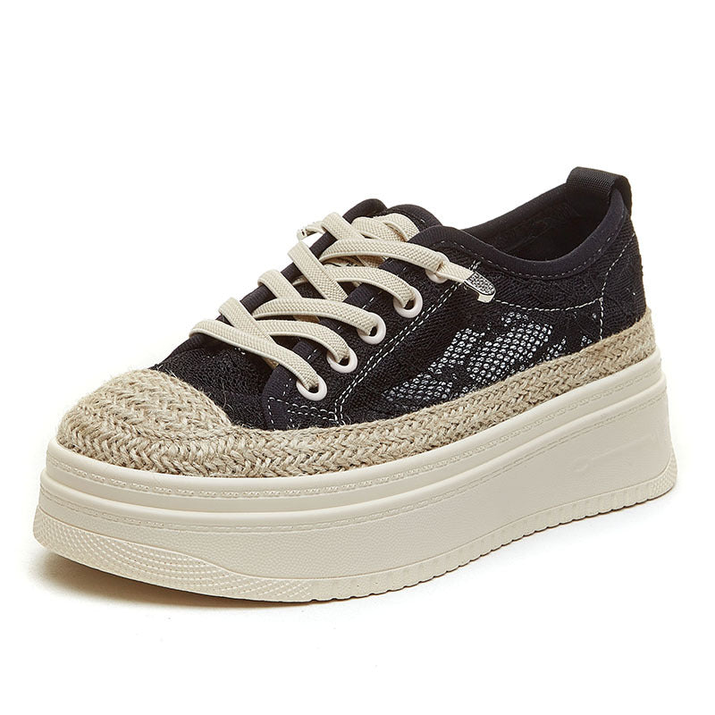 Women's Summer Platform Mesh Surface Lazy Linen Men's Shoes Newgew