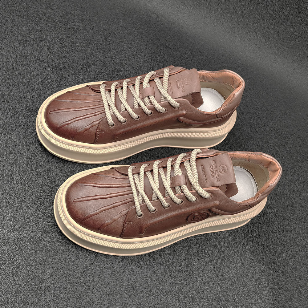 Men Minimalist Leather Thick Soled Casual Shoes Newgew Shoes