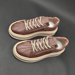 Men Minimalist Leather Thick Soled Casual Shoes Newgew Shoes