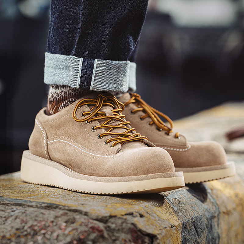 Men Retro Minimalist Cowhide Suede Casual Work Shoes Newgew Shoes