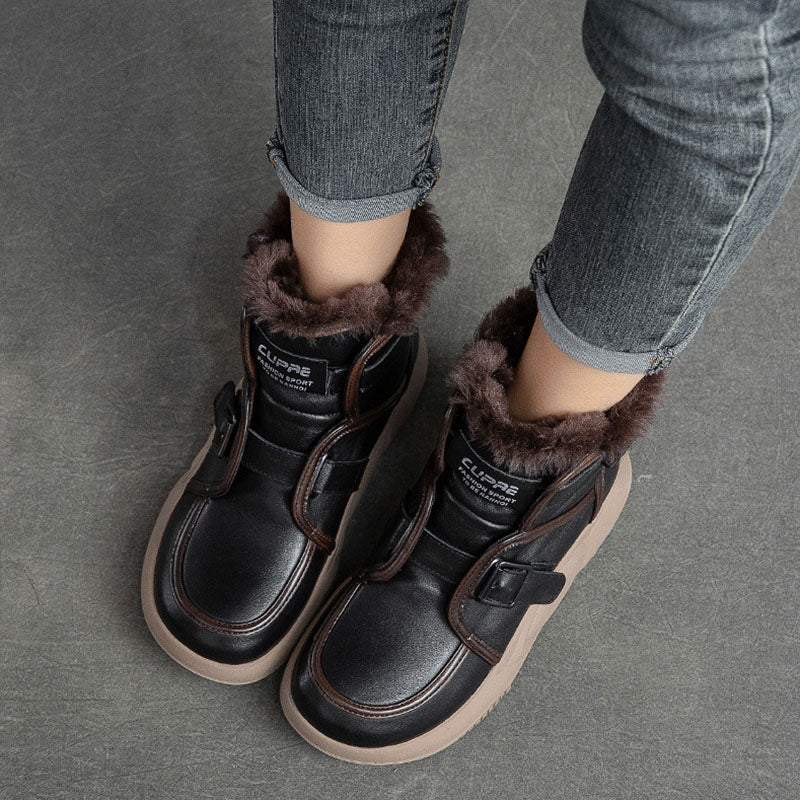 Women Fashion Cowhide Woolen Snow Boots Newgew Shoes