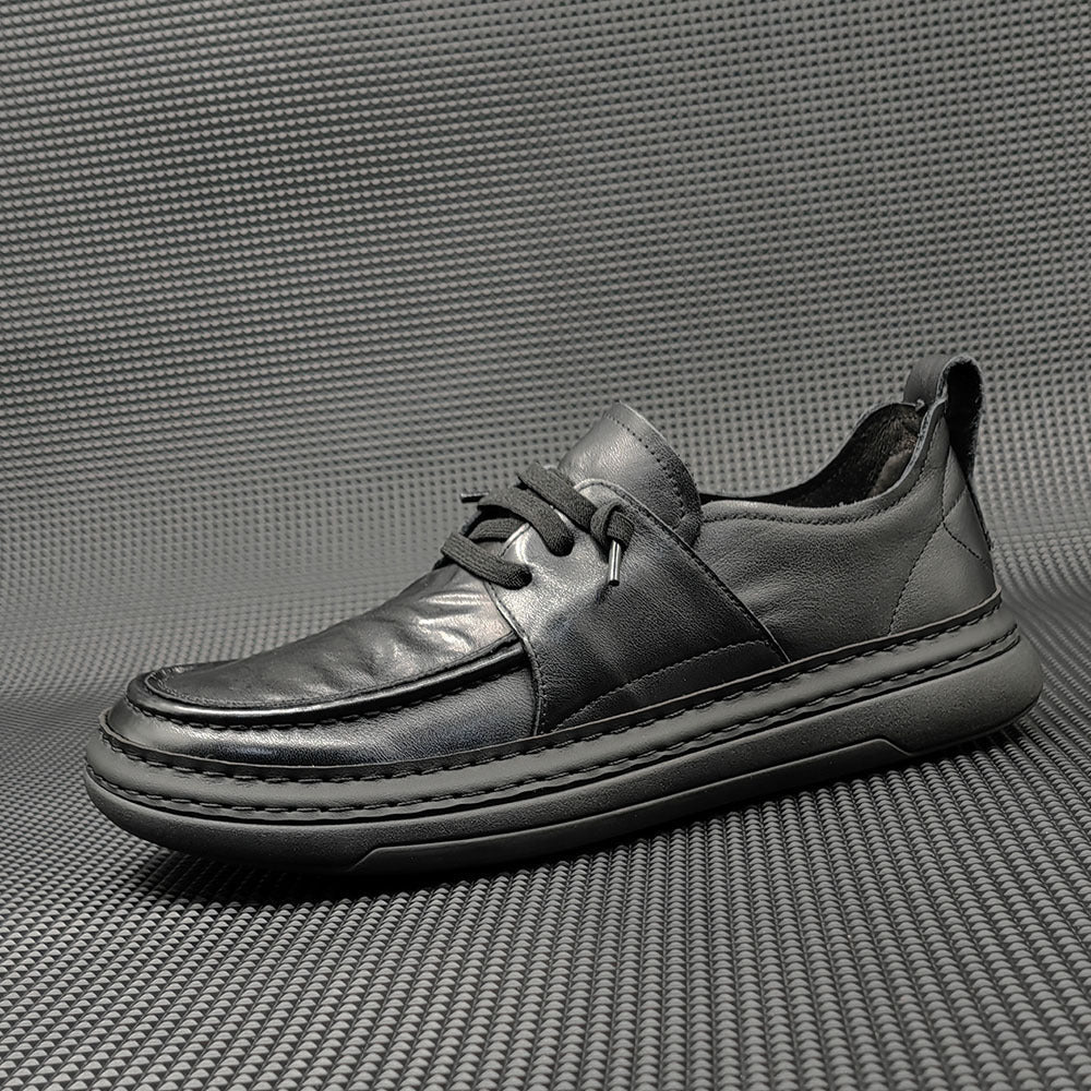 Men Minimalist Solid Leather Flat Casual Shoes Newgew Shoes