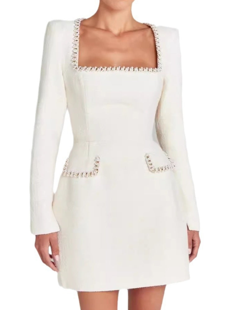 Pearl-Embellished Tweed Dress Newgew Dresses