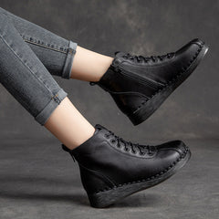 Women Retro Casual Soft Leather Flat Boots Newgew Shoes
