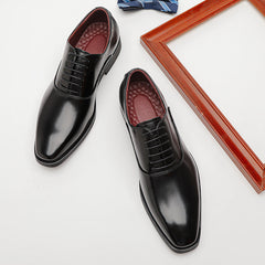 Men Solid Classic Cowhide Minimalist Oxford Shoes Newgew Shoes