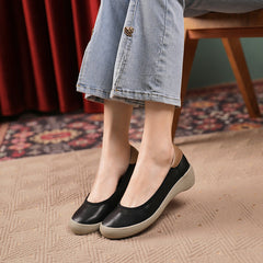 Women Retro Soft Leather Wedge Casual Shoes Newgew Shoes