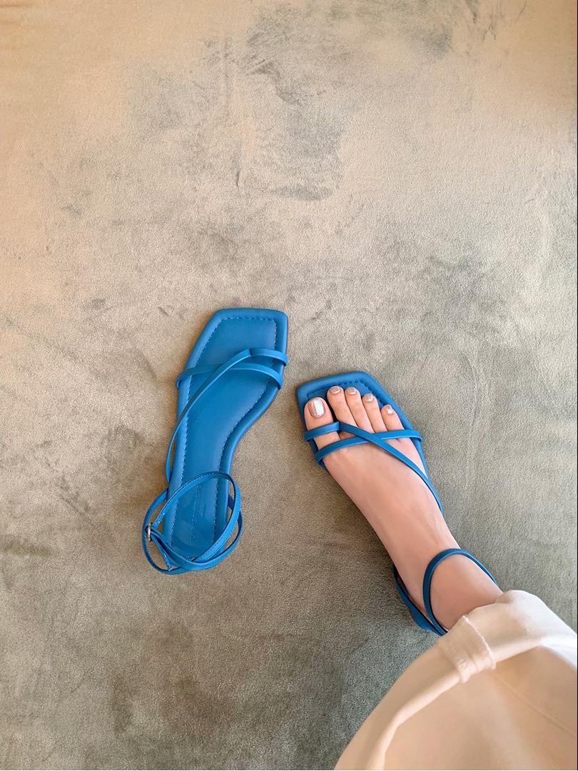 Square Toe Cross Strap Flat Thong Sandals Newgew