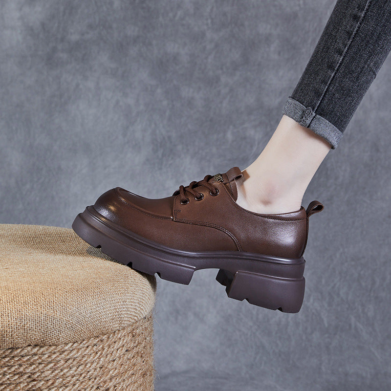 Women Minimalist Leather Chunky Platform Loafers Newgew Shoes