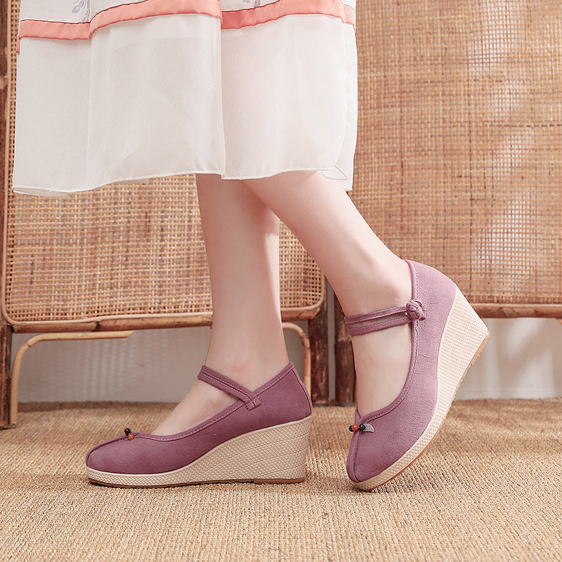 Women's Classic Cloth Embroidered Cotton And Linen Retro Canvas Shoes Newgew