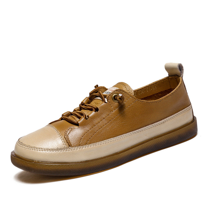 Women Leather Color Matching Soft Casual Shoes Newgew Shoes