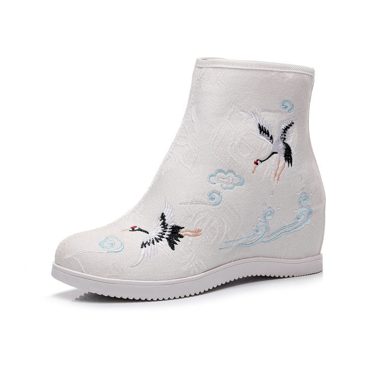 Ethnic Style Embroidered Height Increasing Insole Canvas Shoes Newgew