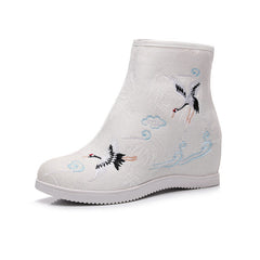 Ethnic Style Embroidered Height Increasing Insole Canvas Shoes Newgew