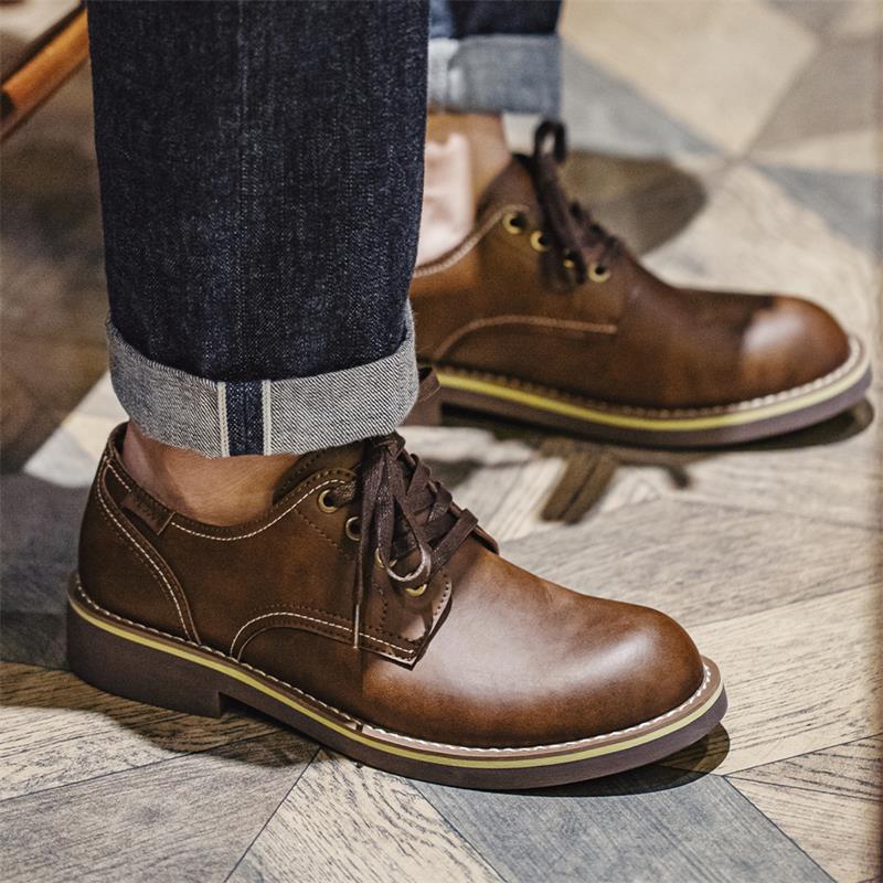Men Classic Cowhide Leather Casual Work Shoes Newgew Shoes