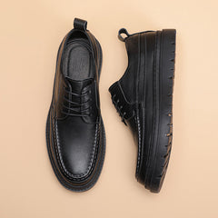 Men Retro Solid Cowhide Thick Soled Casual Shoes Newgew Shoes