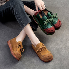 Women Retro Leather Flat Soft Casual Shoes Newgew Shoes
