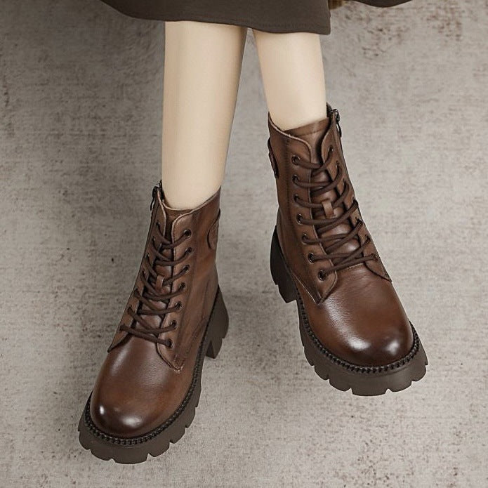 Women Minimalist Leather Winter Furred Boots Newgew Shoes