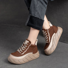 Women Minimalist Fashion Leather Thick Soled Casual Shoes Newgew Shoes
