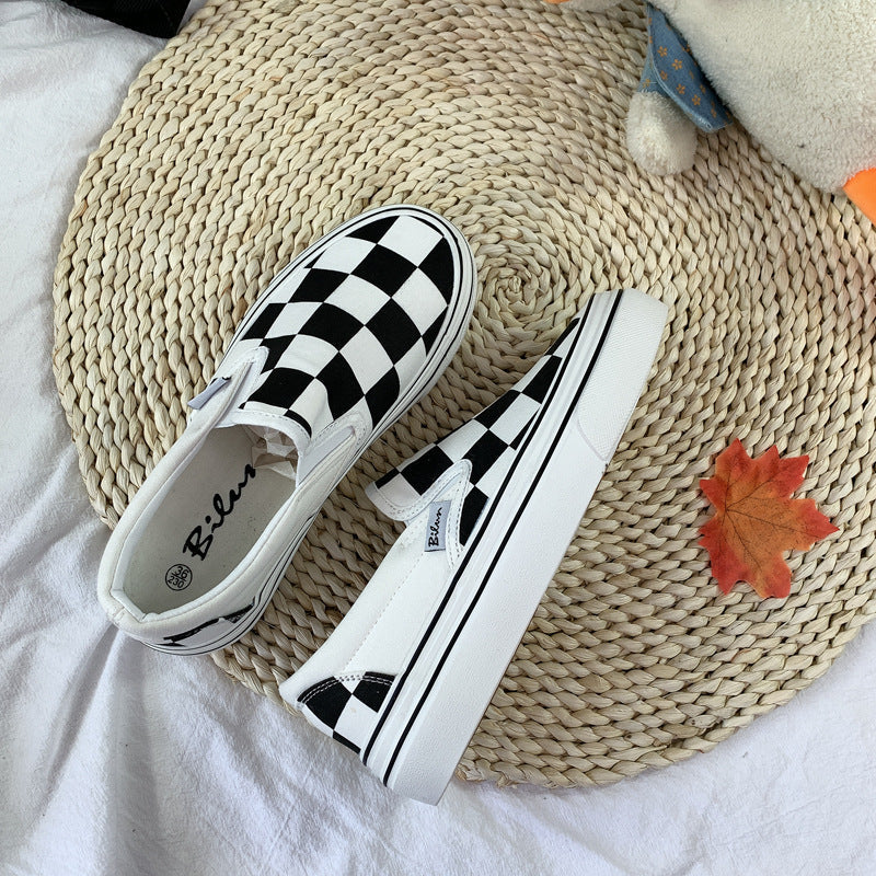 Women's Summer Thick-soled Fashionable Queen Style White Canvas Shoes Newgew