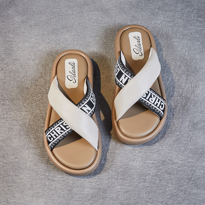 Women Soft Leather Stylish Casual Slides Newgew Shoes