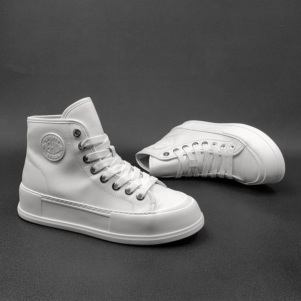 Men Minimalist Leather High Top Flat Casual Shoes Newgew Shoes