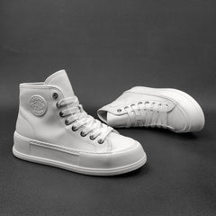 Men Minimalist Leather High Top Flat Casual Shoes Newgew Shoes