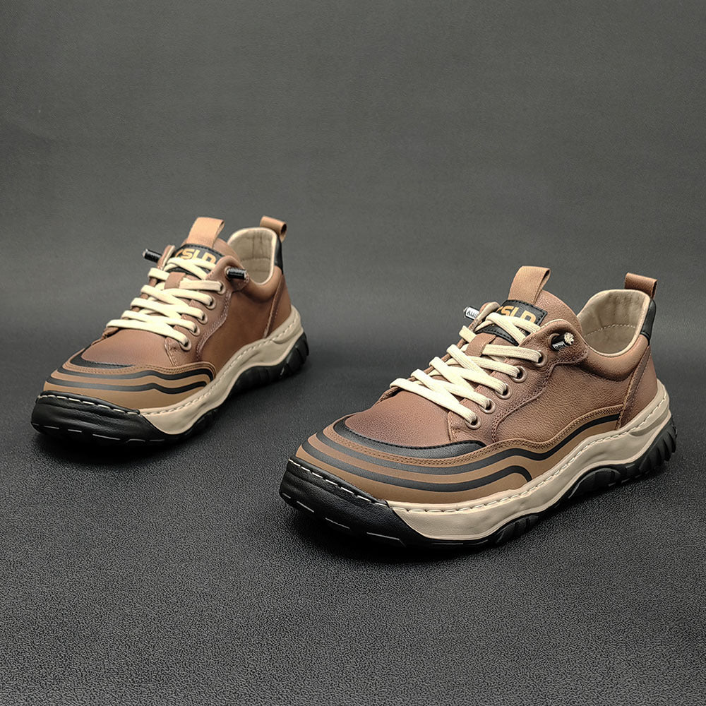 Men Minimalist Patchwork Cowhide Flat Casual Shoes Newgew Shoes