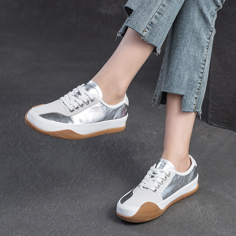 Women Fashion Color Matching Leather Casual Shoes Newgew Shoes