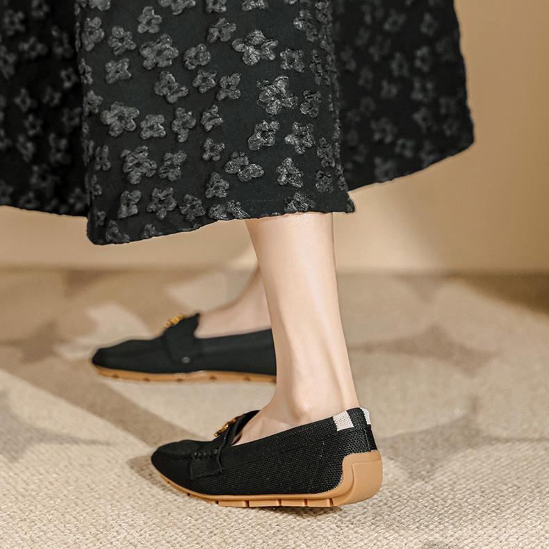 Flat Soft Sole Flying Woven Square Toe Loafers NewGew