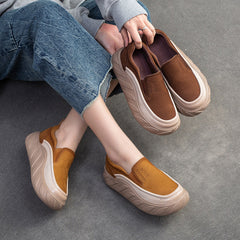 Women Spring Minimalist Leather Thick Soled Casual Shoes Newgew Shoes