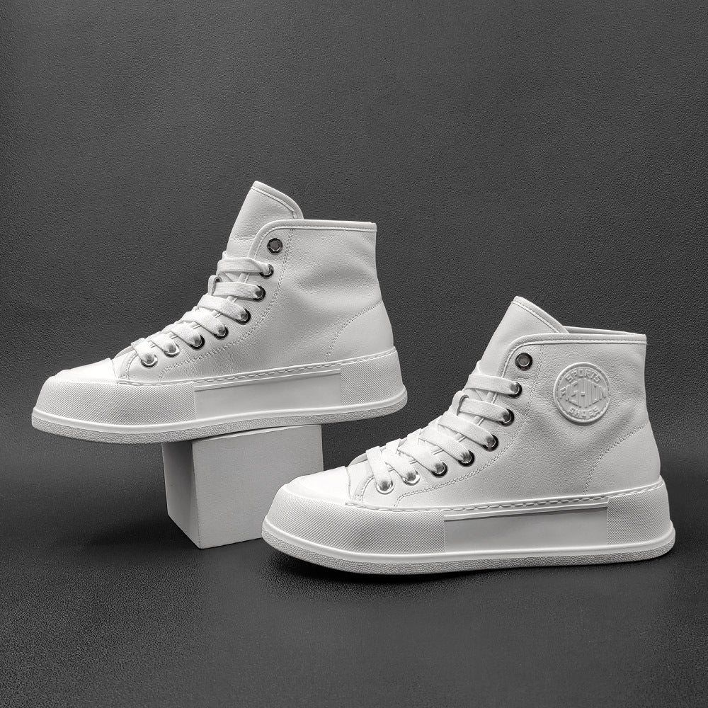 Men Minimalist Leather High Top Flat Casual Shoes Newgew Shoes