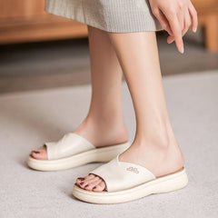Women Minimalist Fashion Cassual Leather Slides Newgew Shoes