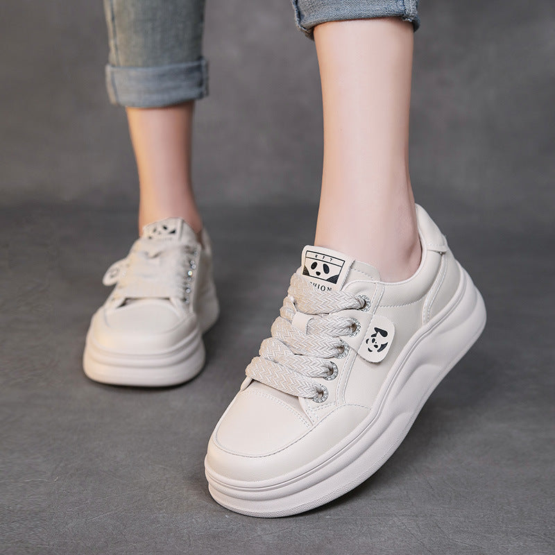 Women Minimalism Fashion Leather Casual Platform Shoes Newgew Shoes