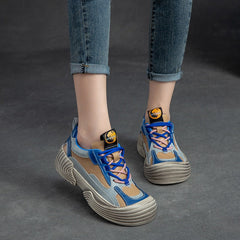 Women Retro Breathable Leather Thick Soled Casual Shoes Newgew Shoes