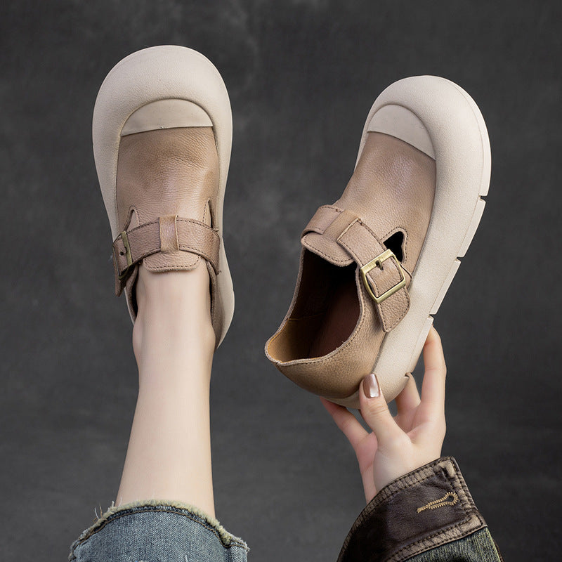 Women Minimalist Leather Velcro Flat Casual Shoes Newgew Shoes