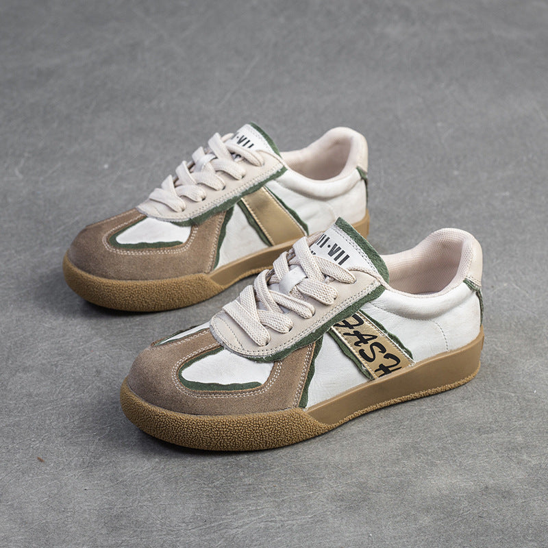 Women Patchwork Leather Flat Casual Training Shoes Newgew Shoes