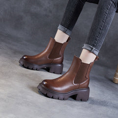 Women Minimalist Slip-on Leather Casual Boots Newgew Shoes