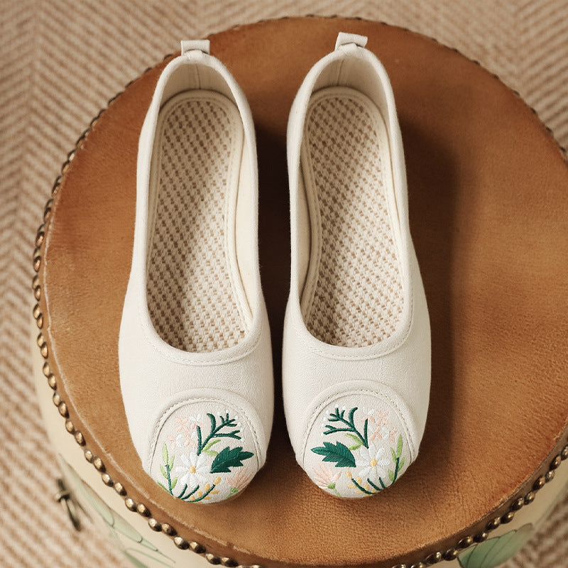 Women's Ethnic Style Old Cloth Shallow Canvas Shoes Newgew