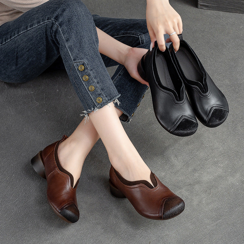 Women Retro Handcraft Patchwork Leather Casual Shoes Newgew Shoes