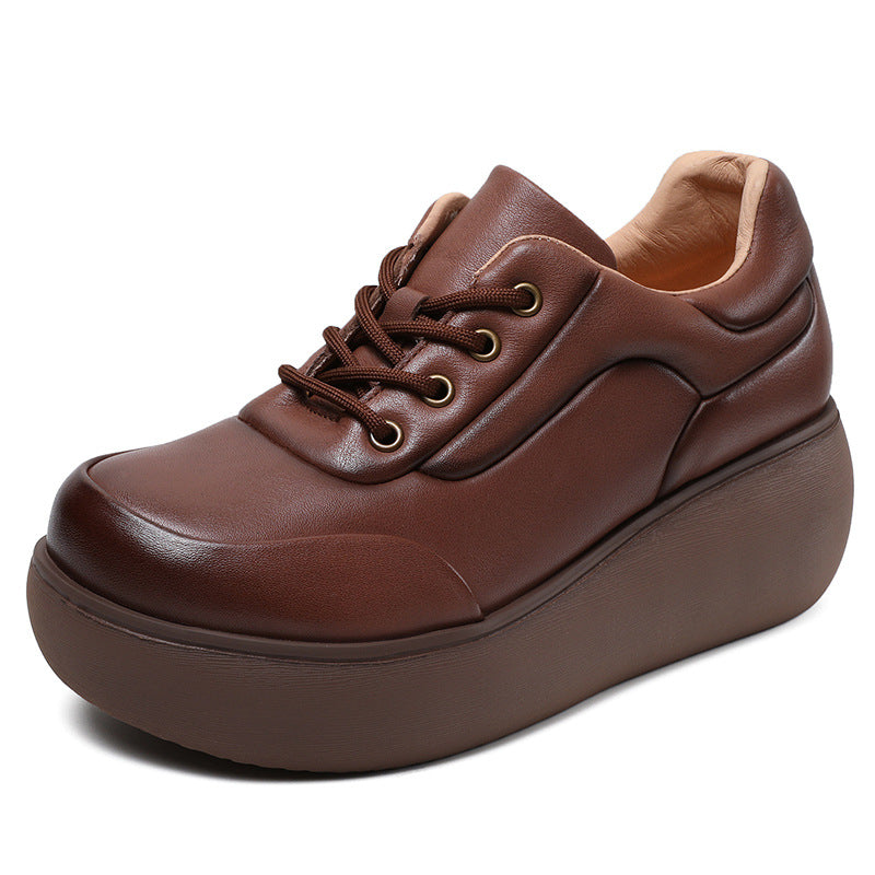 Women Minimalist Retro Leather Platform Casual Shoes Newgew Shoes