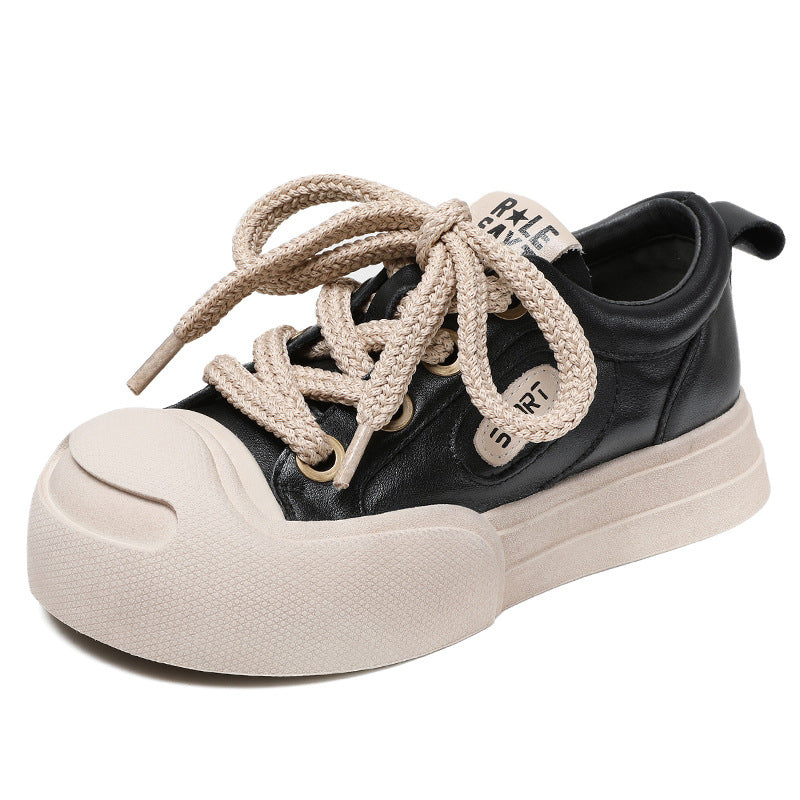 Women Leather Fashion Flat Casual Shoes Newgew Shoes
