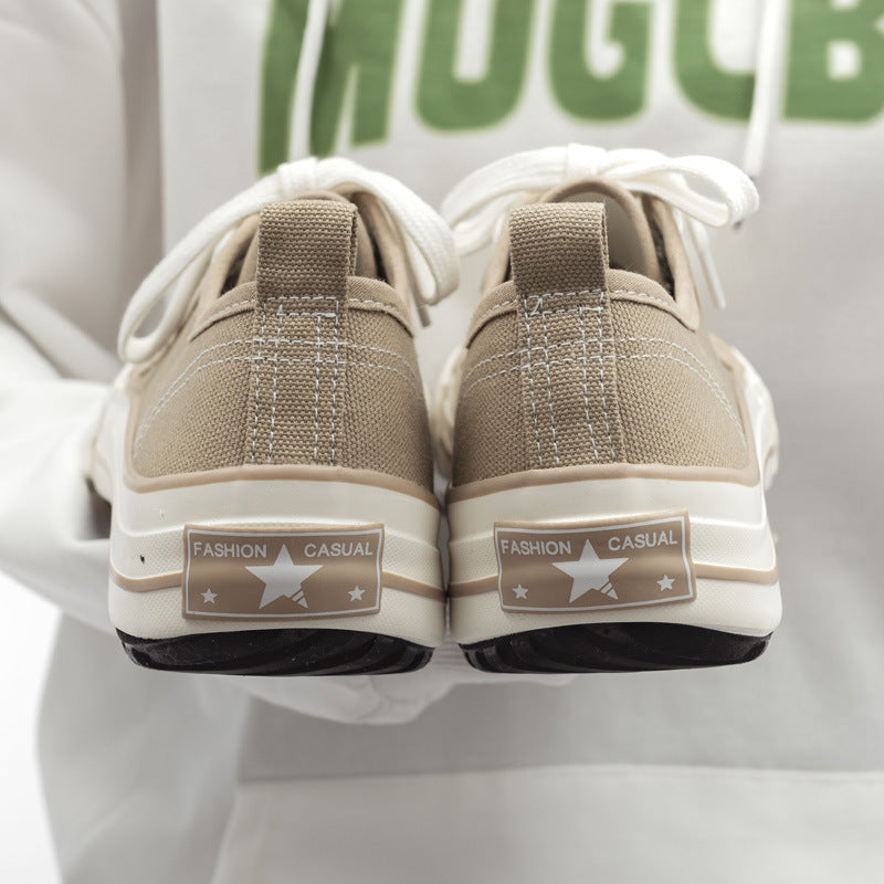 Women's Fashionable Spring Versatile Korean Style Platform Canvas Shoes Newgew