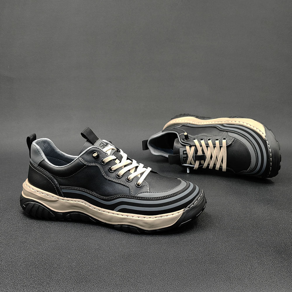 Men Minimalist Patchwork Cowhide Flat Casual Shoes Newgew Shoes
